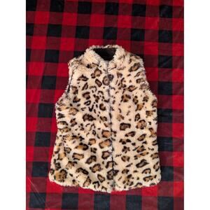 American Widgeon Girls' Leopard Print Faux Fur Vest – Size 4/5